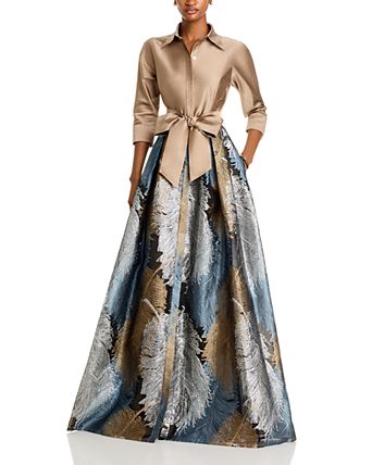 Metallic Jacquard Shirt Dress Gown