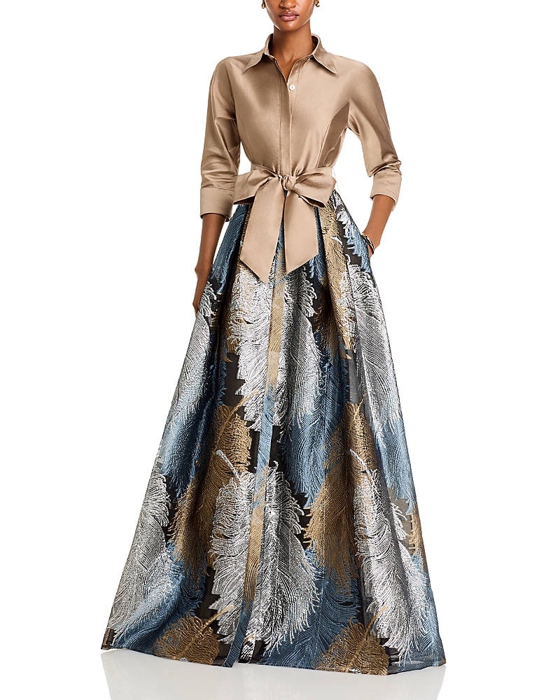 Teri Jon By Rickie Freeman Metallic Jacquard Gown In Gold Multi | ModeSens Teri Jon By Rickie Freeman Metallic Jacquard Gown In Gold Multi | ModeSens