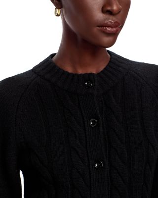 Rita Wool Blend Crewneck Cable Knit Cardigan Sweater