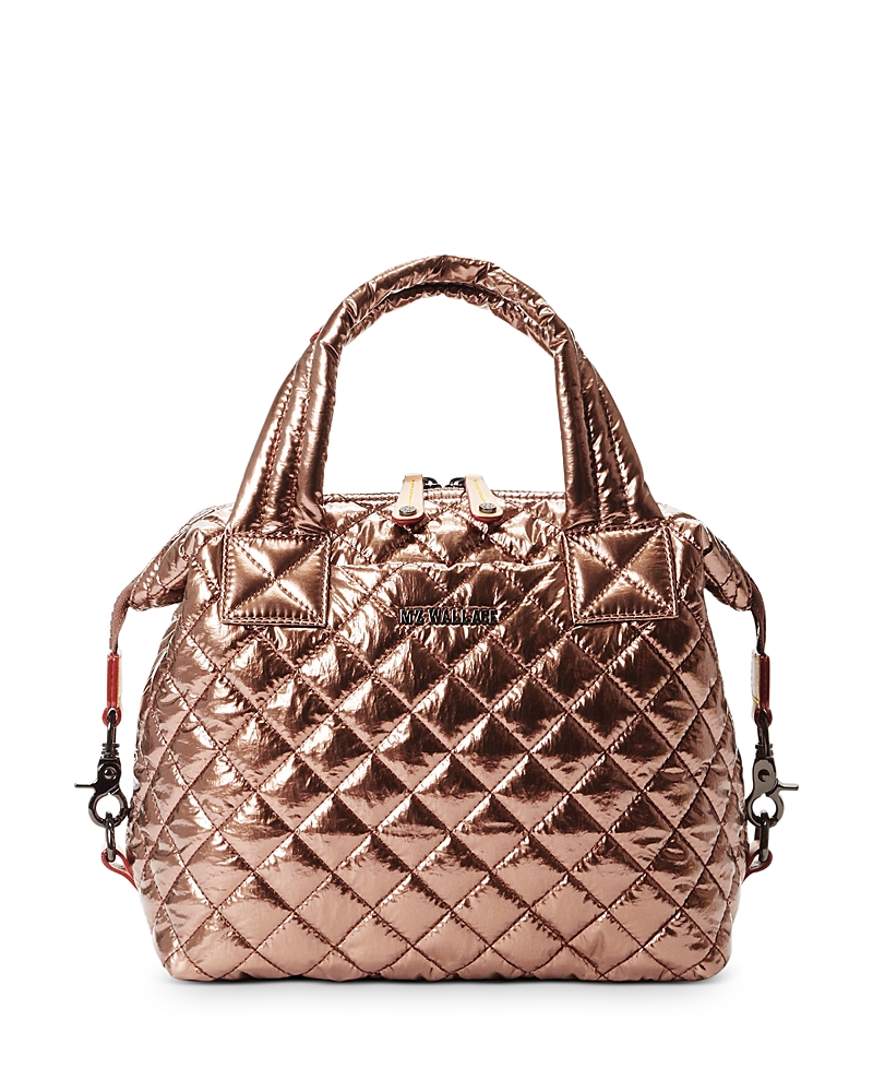 Mz Wallace Small Sutton Deluxe Tote In Copper Metallic Laquer/gunmetal