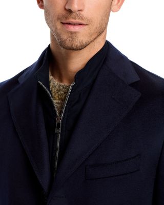 Wool Topcoat with Zip Out Microsuede Bib 