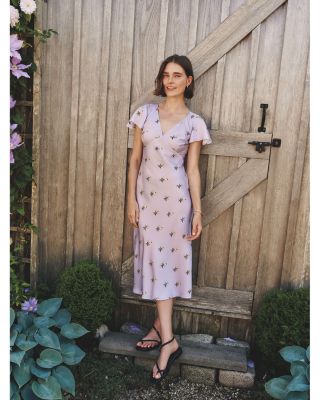 Vineyard Vines Satin Flutter Sleeve Midi Dress | Bloomingdale's Women