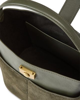 Veronica Beard Small Crest Lock Leather Bucket Bag