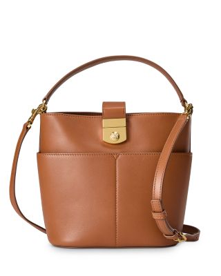 Veronica Beard Small Crest Lock Leather Bucket Bag
