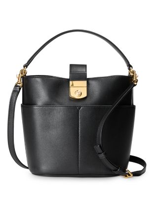 Veronica Beard - Small Crest Lock Leather Bucket Bag