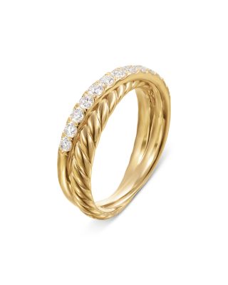 Crossover Two Row Ring in 18K Yellow Gold with Diamonds, 5mm