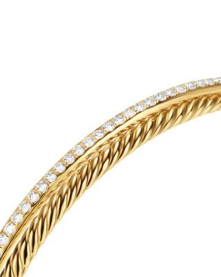 Crossover Two Row Bracelet in 18K Yellow Gold with Diamonds, 6mm 