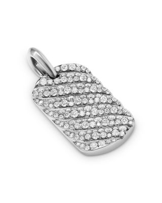 David Yurman - Men's Sculpted Cable Tag in Sterling Silver with Diamonds, 27mm