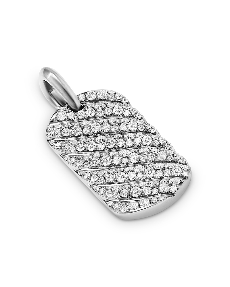 David Yurman Men's Sculpted Cable Tag in Sterling Silver with Diamonds, 27mm