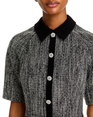 Metallic Tweed Flounce Dress