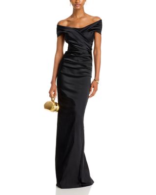 Satin Stretch Off The Shoulder Gown