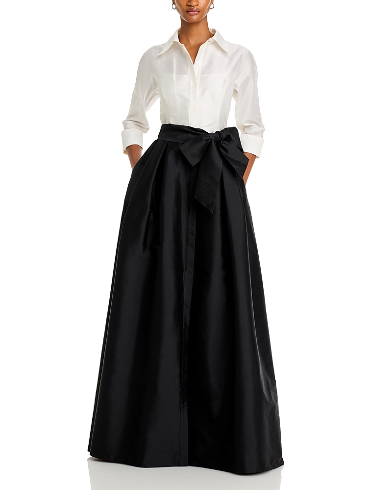 Teri Jon by Rickie Freeman Taffeta Shirt Gown