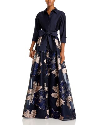 Taffeta Shirt Floral Gown