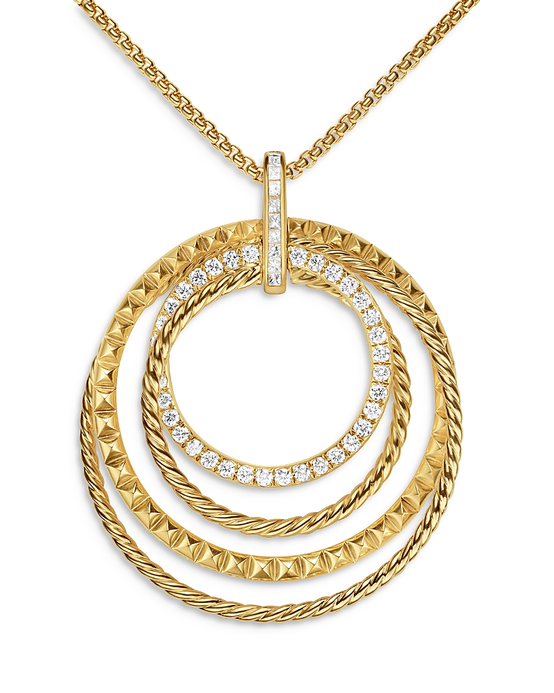 David Yurman Crossover Trio Pendant Necklace in 18K Yellow Gold with Diamonds, 39.5mm