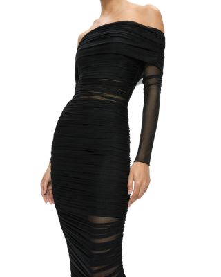 alice and olivia off the shoulder dress A+O X LOLA SCHNABEL TEMPIE RUFFLE OFF SHOULDER MAXI DRESS in LOLA'S DREAM