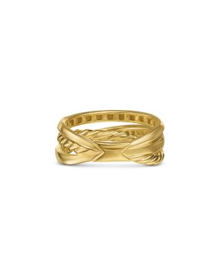 Crossover Trio Three Row Ring in 18K Yellow Gold with Diamonds, 8mm