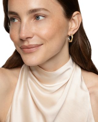 Crossover Hoop Earrings in Sterling Silver with 14K Yellow Gold, 22.4mm