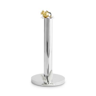Pomegranate Silver and Gold Tone Paper Towel Holder