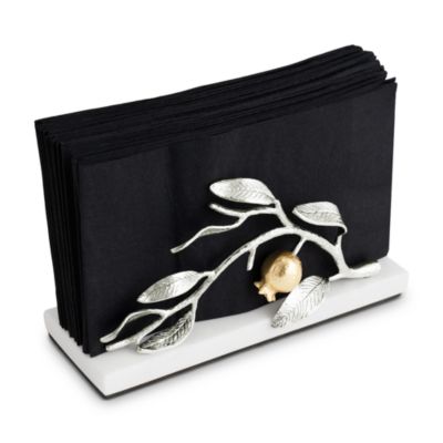 Pomegranate Silver and Gold Tone Vertical Napkin Holder