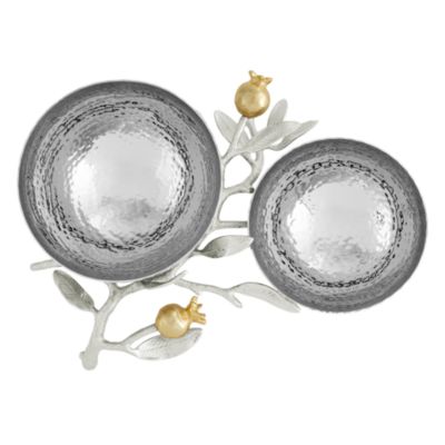 Pomegranate Silver and Gold Double Bowl