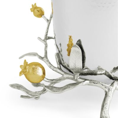 Pomegranate Silver and Gold Vase
