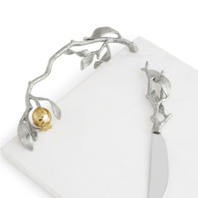 Pomegranate Silver and Gold Cheeseboard and Spreader