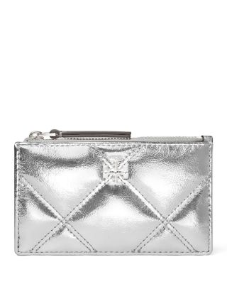 Tory Burch - Kira Metallic Diamond Quilt Zip Card Case