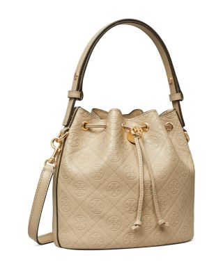 T Monogram Leather Bucket Bag