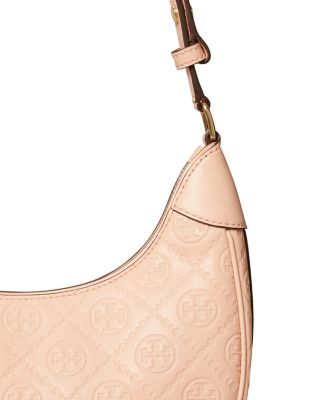 T Monogram Leather Crescent Bag