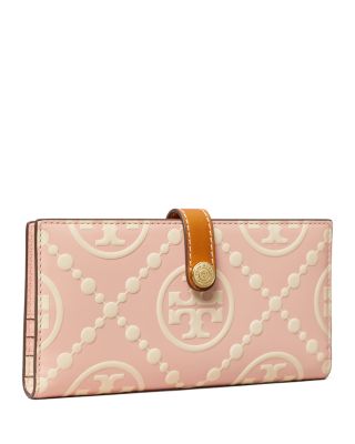 ToryBurch ★T Monogram Contrast Embossed Zip Slim Wallet T Monogram Contrast Embossed Zip Slim Wallet: Women's