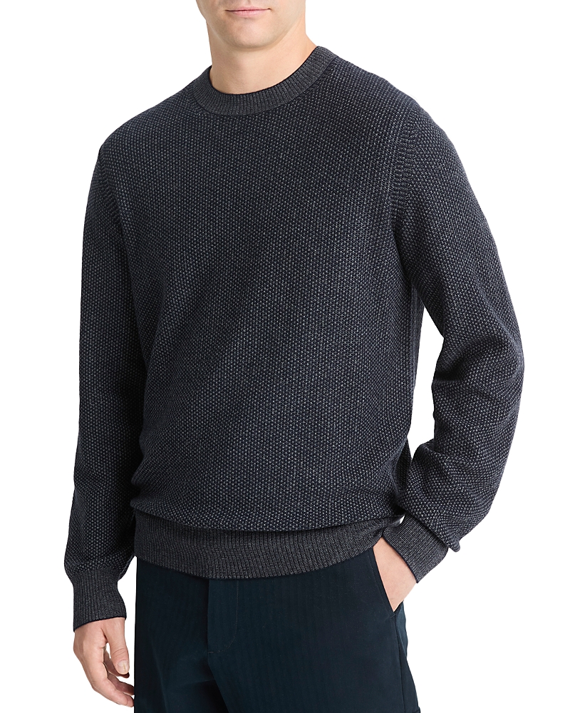 Vince Men's Boiled Cashmere Thermal Crewneck Sweater In Coastal/heather Gray