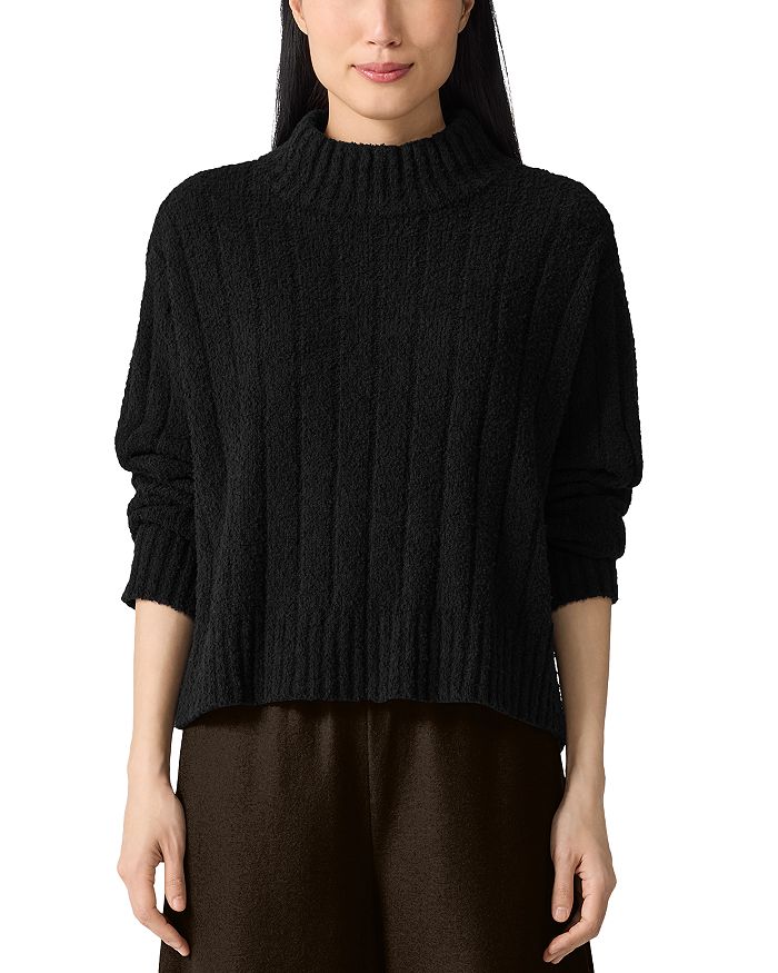 EILEEN FISHER Womens White Stretch Long Sleeve Round Neck Sweater main image 1