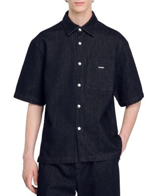 Sandro - Short Sleeve Denim Button Front Shirt