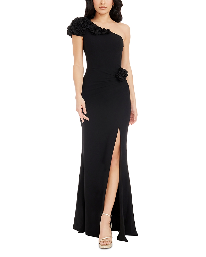 Dress the Population Aubrielle Rosette One Shoulder Gown