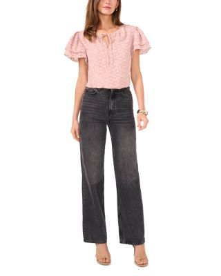 Textured Flutter Sleeve Blouse