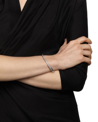 Crossover Two Row Bracelet in Sterling Silver with Diamonds, 6mm