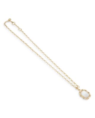 Bamboo White Stone Pendant Necklace in 18K Gold Plated, 18"- 20"