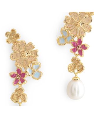 Wildflower Cultured Pearl Drop Earrings