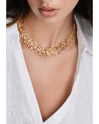 Palm Leaves All Around Necklace, 15"-16"