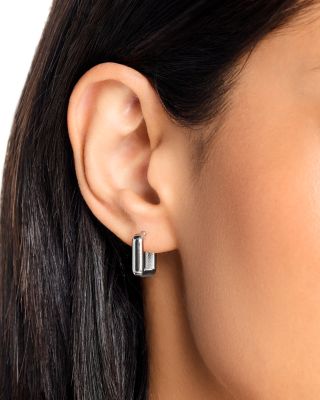 Polished Square Hoop Earrings in Sterling Silver