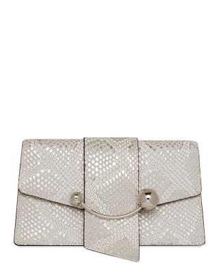 Strathberry - Crescent on a Chain Snake Embossed Leather Crossbody