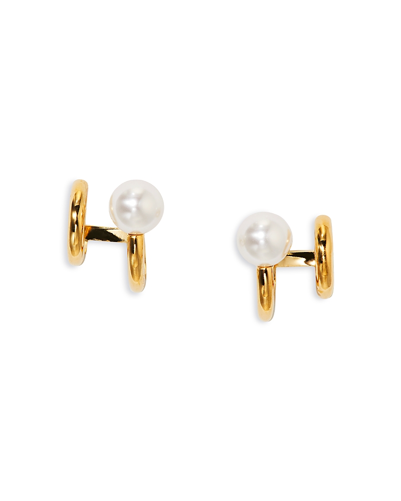 NADRI IMITATION PEARL SPIRAL C HOOP EARRINGS