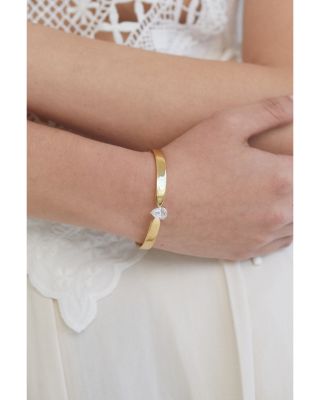 Cubic Zirconia Pear Solitaire Bangle Bracelet