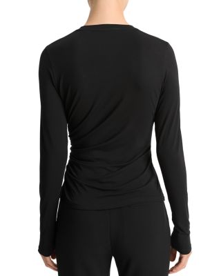 Side Drape Long Sleeve Crewneck Tee