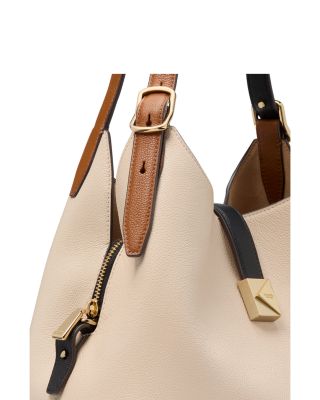 Deco Color Blocked Pebbled Leather Small Crossbody Tote 