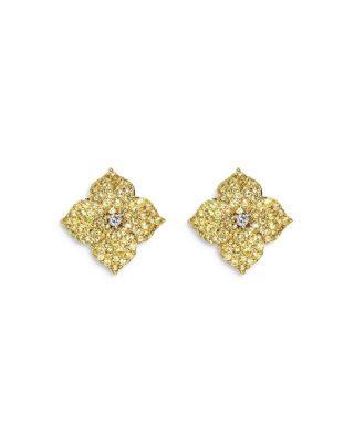 18K Yellow Gold Small Fiore Earrings with Yellow Sapphires and Diamonds