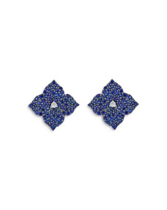 PIRANESI 18K White Gold Large Fiore Earrings with Blue Sapphires