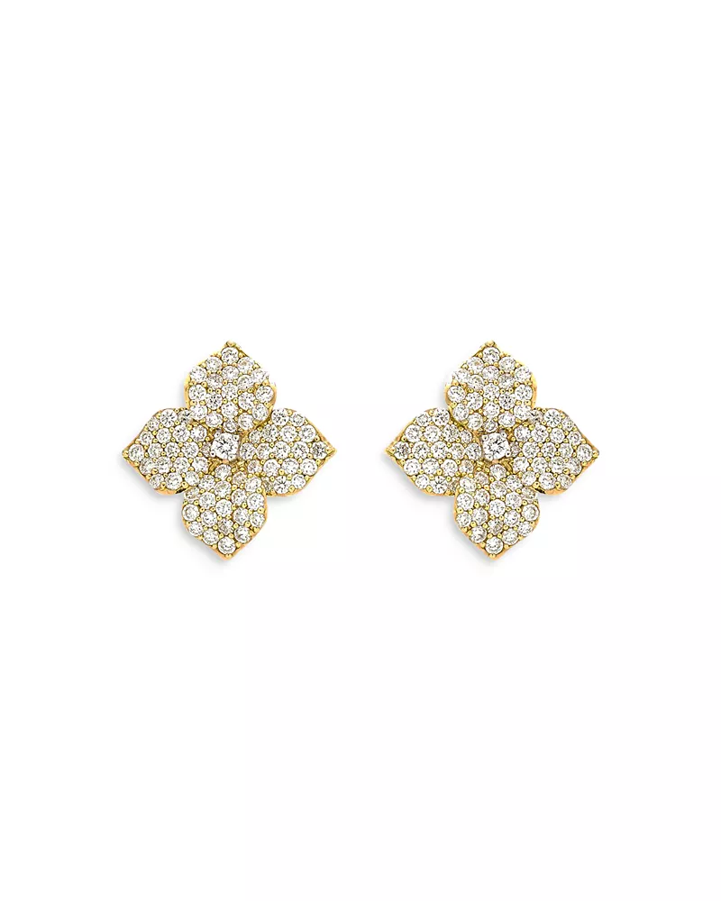 Piranesi 18K Yellow Gold Fiore Diamond Pave Flower Small Stud Earrings