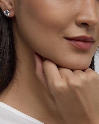 Certified Lab Grown Diamond Stud Earrings in 18K White Gold, 4.0 tcw