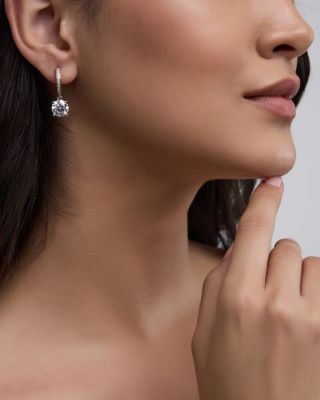 Certified Lab Grown Diamond Drop Earrings in 18K White Gold, 5.20 tcw